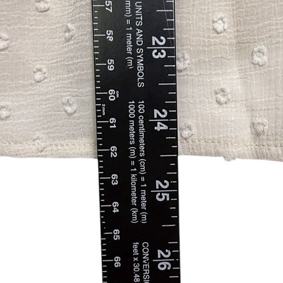 Democracy Cream Swiss Dot Ruffle Blouse Size S Coquette Romantic - Picture 7 of 9